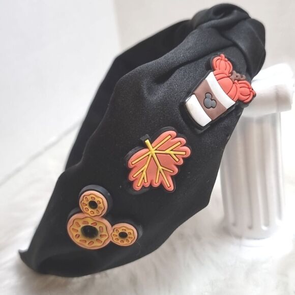 DISNEY MICKEY MINNIE charm black satin handmade headband - Picture 2 of 11